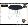 2015 New arrival tempered glass round side table with new steel base in sales